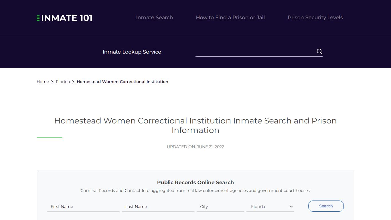 Homestead Women Correctional Institution Inmate Search, Visitation ...