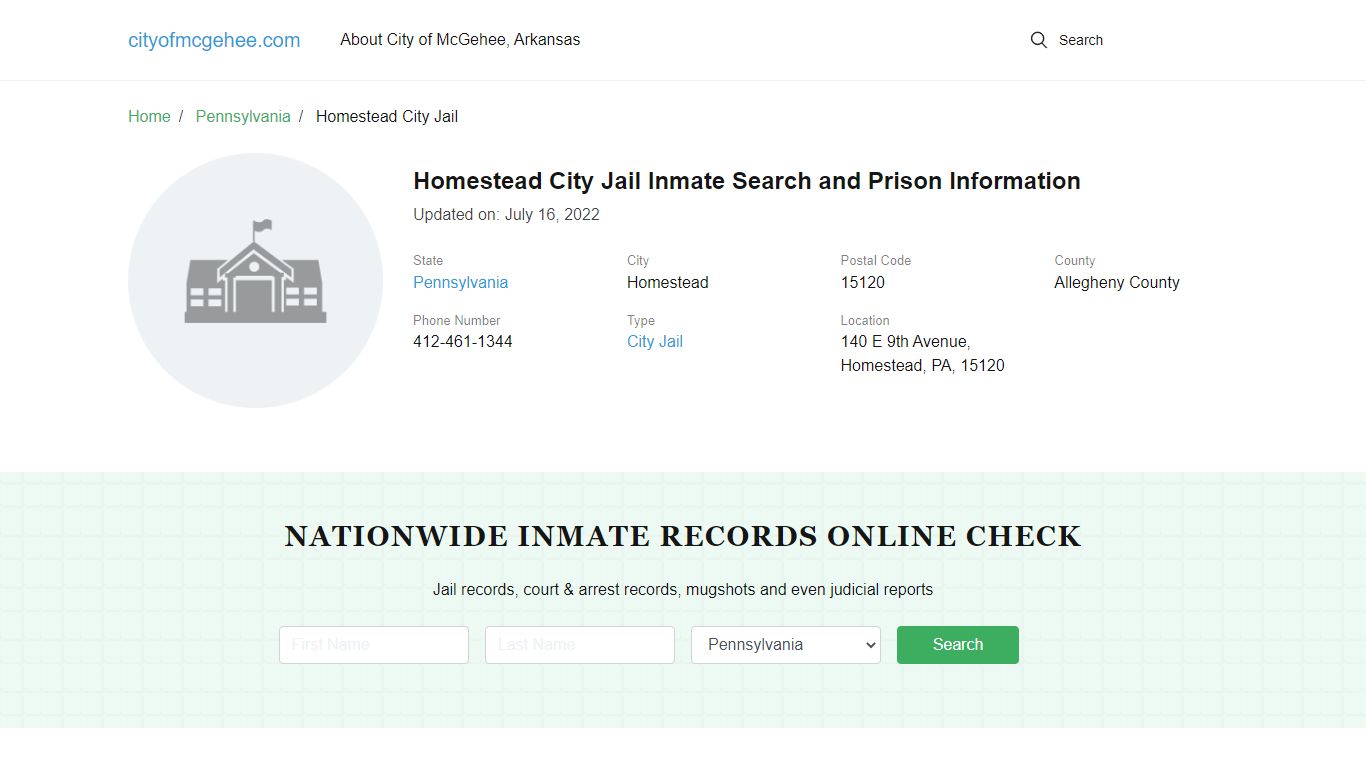 Homestead City Jail Inmate Search and Prison Information